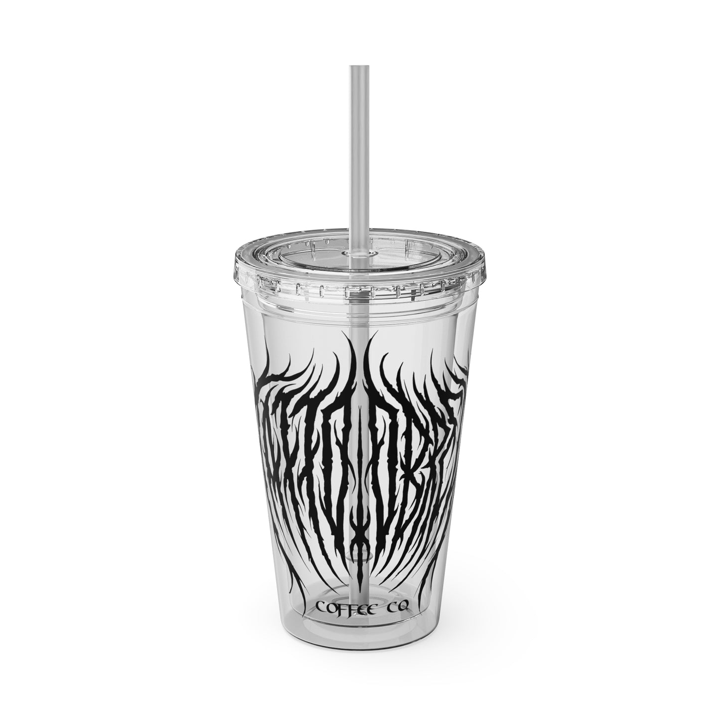 Tumbler with Straw, 16oz - Iced Coffee Cup Design