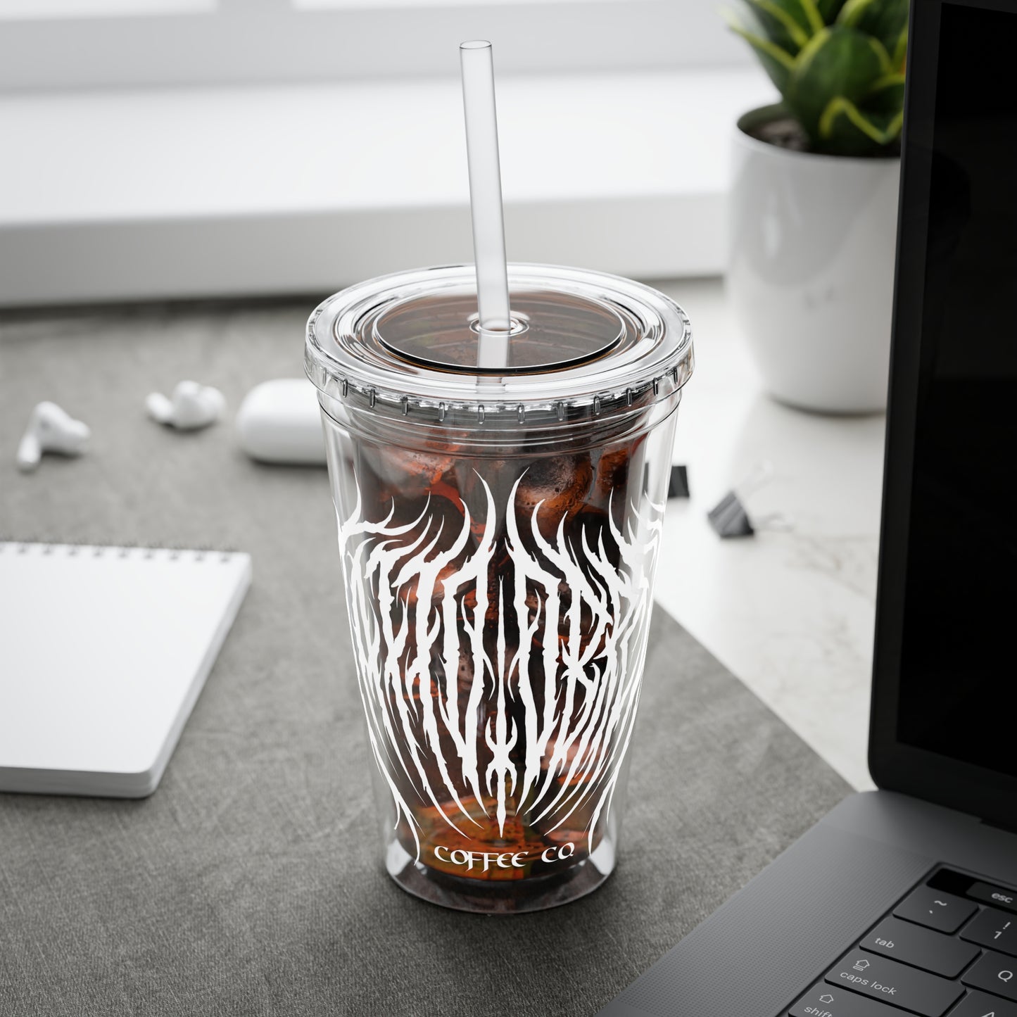 Tumbler with Straw - Iced Coffee Cold Cup 16oz